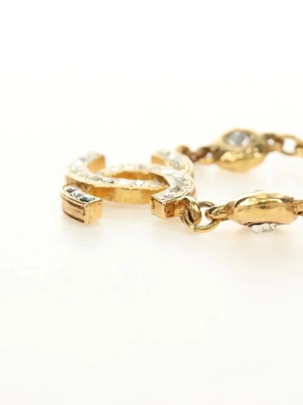 CHANEL COCO Mark Necklace metal Gold Tone CC Auth 186060M